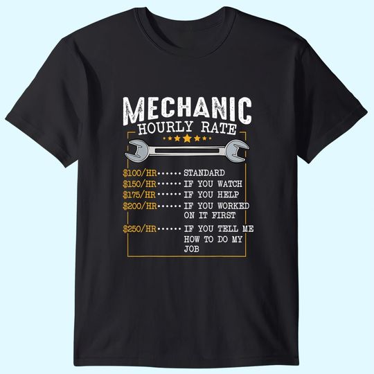 Discover Mechanic Hourly Rate Labor Rates Co-Workers T Shirt