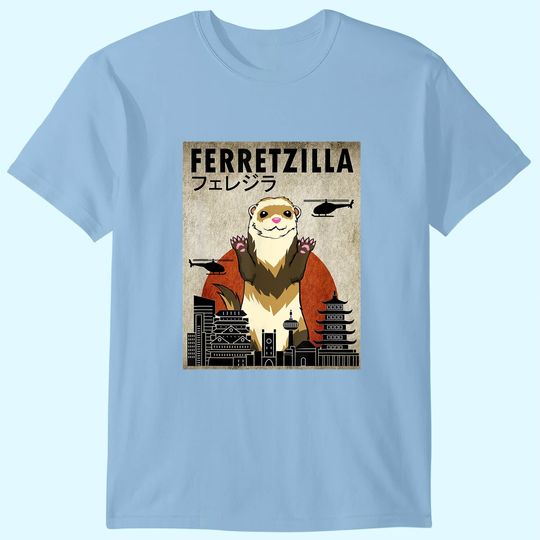 Discover Ferretzilla, Vintage Ferret Japanese Sunset Style T-Shirt