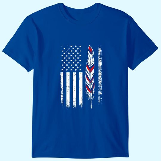 Discover American Flag Native Tribe Feather Pride T-Shirt