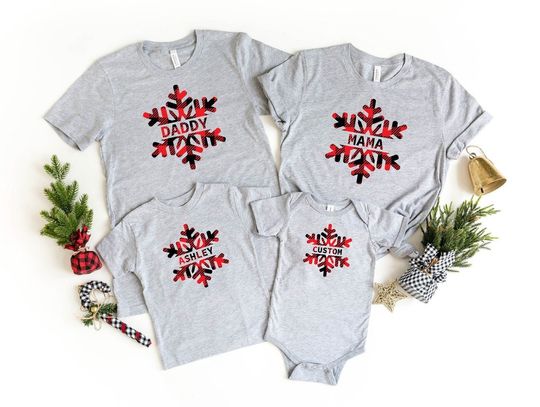 Discover Custom Christmas Family Snow Personalized T-Shirt
