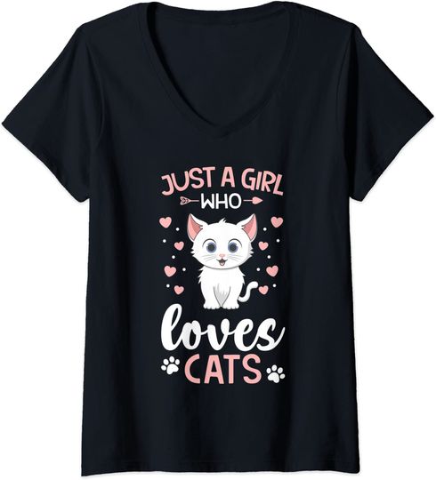 T-shirt de Mulher Just A Girl Who Loves Cats Gola V