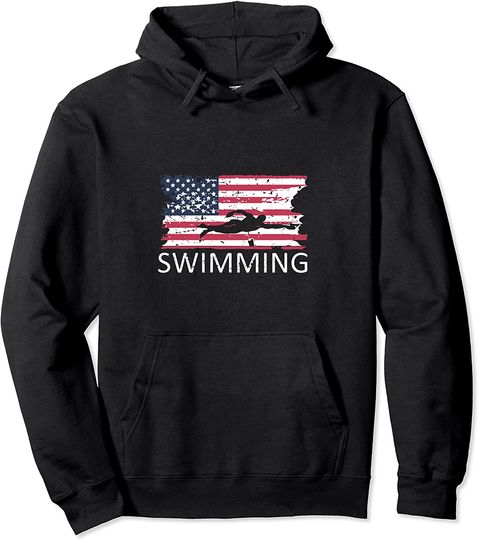 Discover USA Swimming Hoodie Distressed US Flag Swimming Hoody