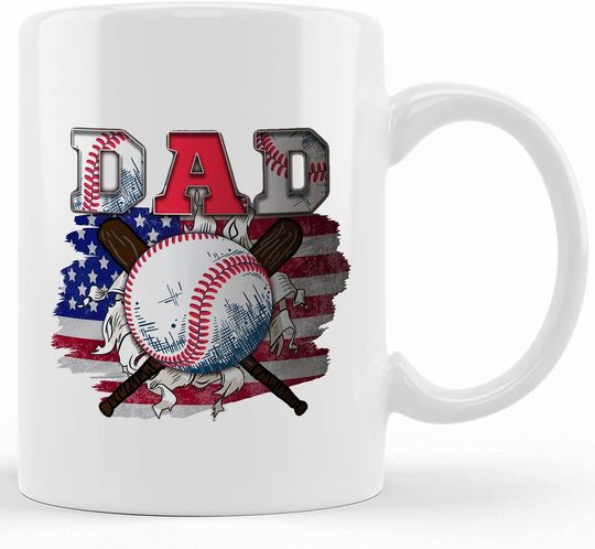 Discover Personalized Baseball Dad American Flag Mug, Baseball Coffee Mug, Baseball Dad Mug, Fathers Day Mug, Baseball Gift,baseball Player Mug,baseball Lover Mug, Ceramic Novelty Coffee Mug, Tea Cup