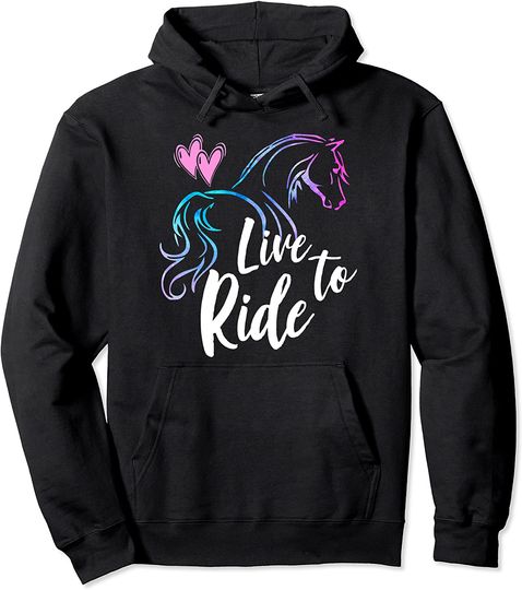 Discover Horse Lover LIVE TO RIDE Equestrian Riding Vintage Teen Girl Pullover Hoodie