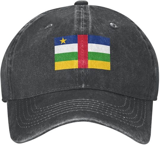 Discover Flag of The Central African Republic Printing Adjustable Black Baseball Cowboy Hat Men