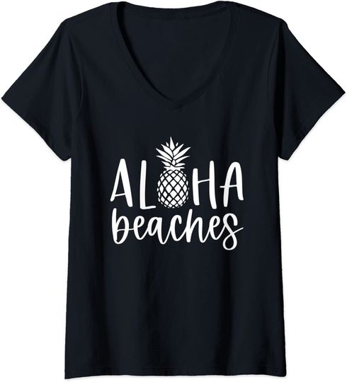 Camisete para Mulher Aloha Beaches Decote em V