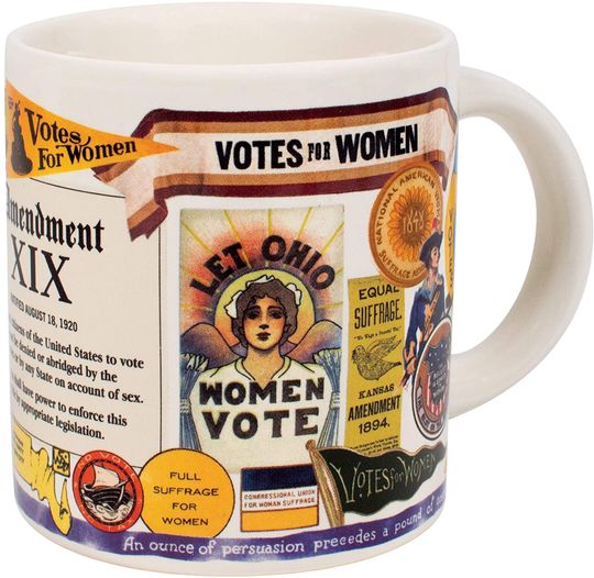 Discover 19th Amendment Mug - Featuring Original Political Banners and the Full Amendment