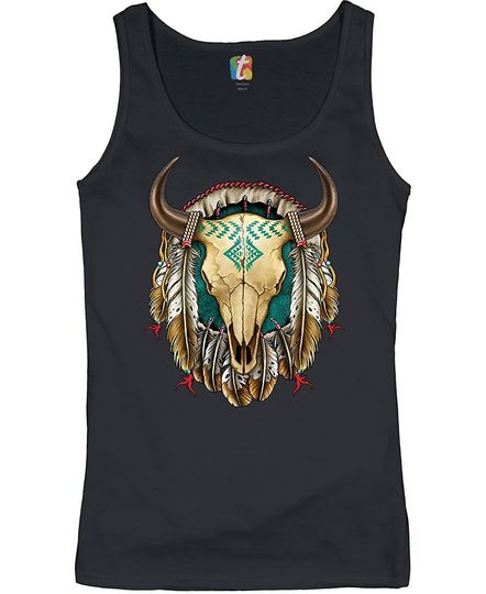 Discover Steer Skull Dreamcatcher Women's Tank Top Native American Indigenous Culture