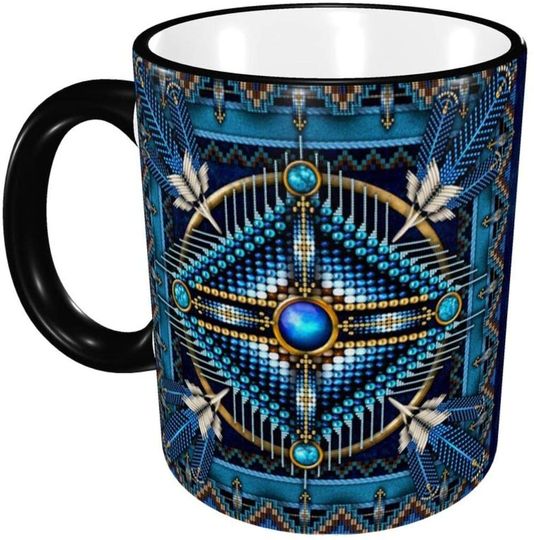 Discover Indian Native American Cross Novelty Ceramic Coffee Mugs Cup Gift for Women Men Kids