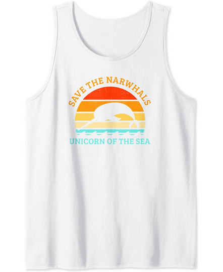 Discover Vintage Save The Narwhal Sea Unicorn Enchanted Tank Top