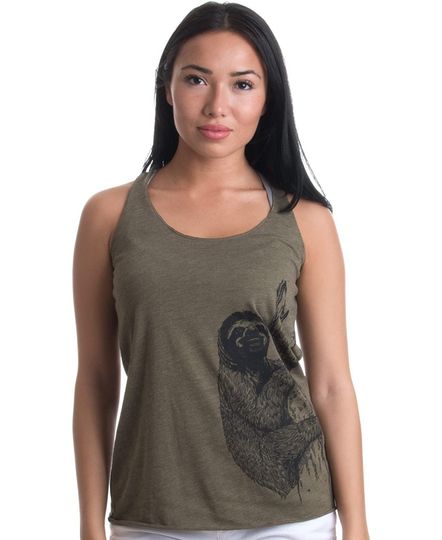 Discover Artsy Line Art Sloth Illustration Tank Top