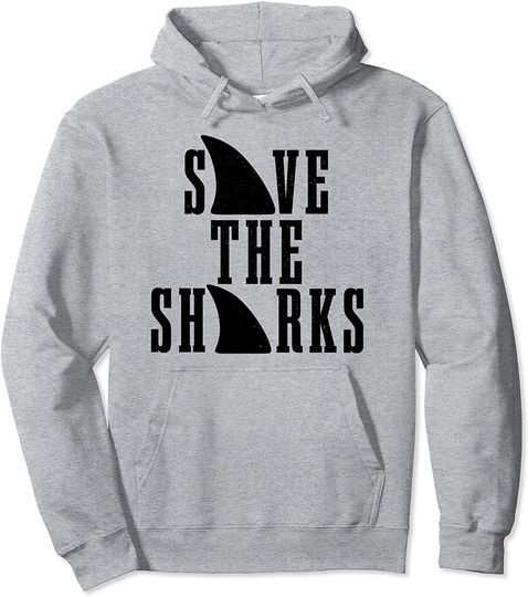 Discover Save The Sharks Shark Fin Marine Ocean Protection Pullover Hoodie