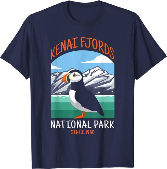 Discover Kenai Fjords National Park US Puffin Bird Alaska T-Shirt