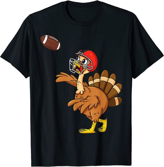 Discover Thanksgiving Turkey Quarterback Football Boys Kids Teens T-Shirt