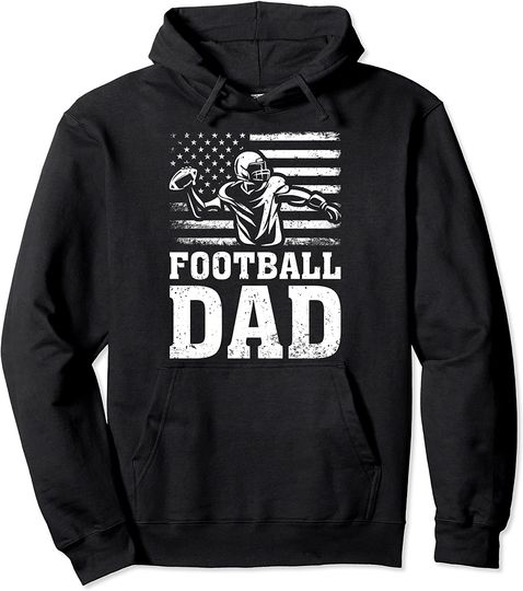 Discover Football Dad American Flag Football Pullover Hoodie