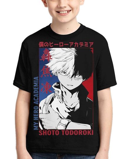 Discover Academia Shoto Todoroki Shirts Crew Neck Boys' Anime T Shirt Tops