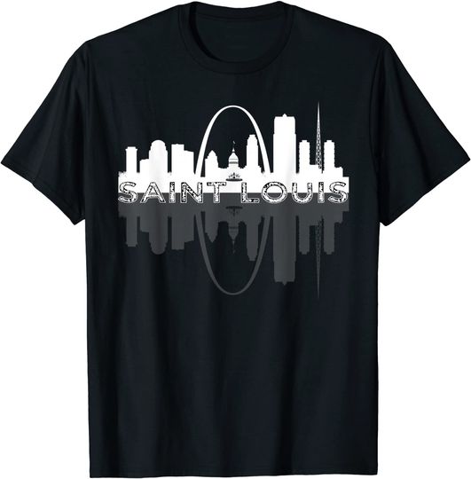 Discover City of St Louis Missouri Skyline Art Gateway Arch Graphic T Shirt