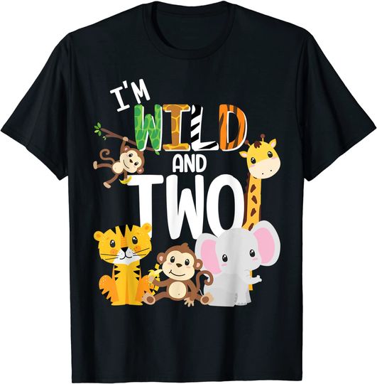 Discover I'm Wild and Two Zoo Theme Birthday Safari Jungle Animals T-Shirt