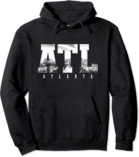 Discover ATL Atlanta Skyline Pride Black & White Vintage Georgia Pullover Hoodie