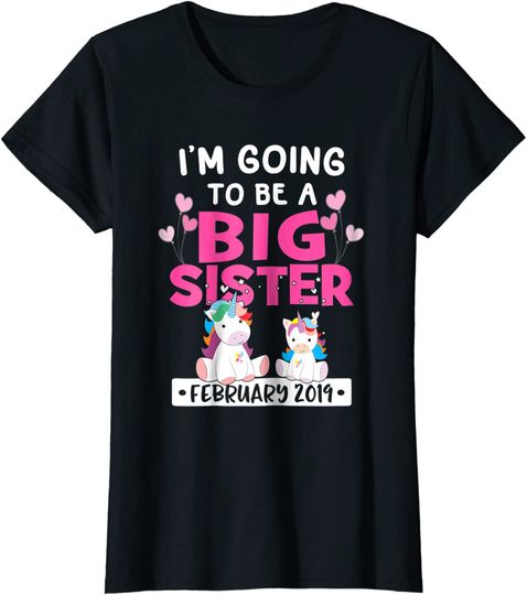 Discover I'm Going to be Big Sister February Girl Unicorn Shirt