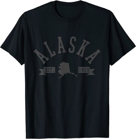 Discover Alaska Est 1959 The Last Frontier State Map Souvenir T Shirt
