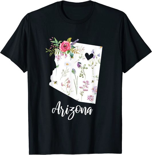 Discover Arizona State Floral Flower Heart T Shirt