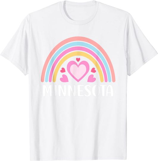 Discover Minnesota Rainbow Hearts T-Shirt