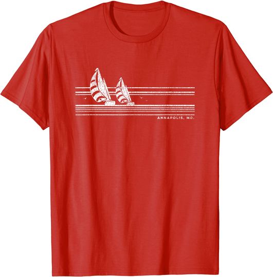 Discover Annapolis MD Vintage Sailing 70s Nautical Sailboat T-Shirt