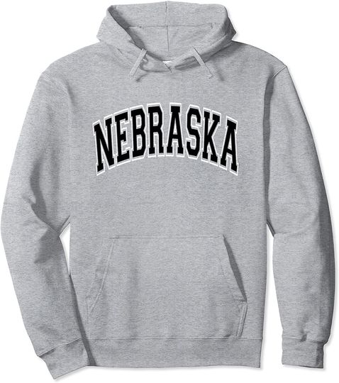 Discover Nebraska Varsity Style Black Text Pullover Hoodie