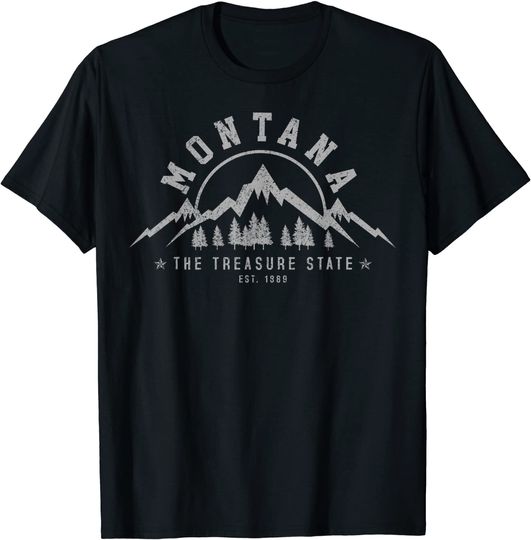 Discover Montana The Treasure State Est. 1889 Vintage Mountains T-Shirt