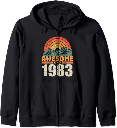 Hoodie com Fecho-éclair Unissexo Awesome Since 1983