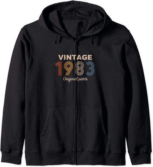 Hoodie com Fecho-éclair Unissexo Vintage 1983 Original Parts