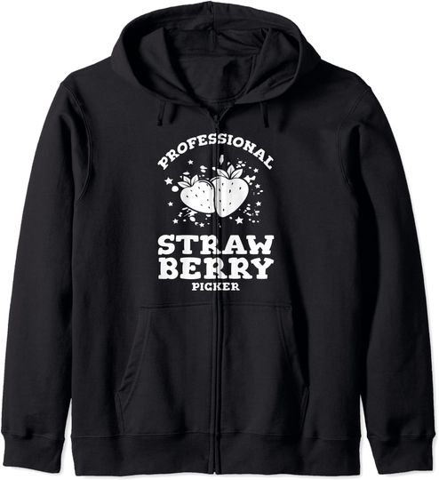 Hoodie com Fecho-éclair Unissexo Colhedor Profissional de Morango