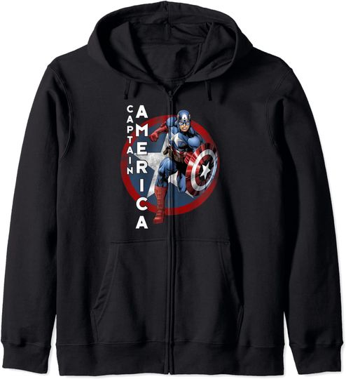 Hoodie com Fecho-éclair Unissexo Marvel Capitão América