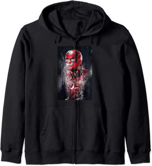 Hoodie com Fecho-éclair Unissexo com Impressão de Capitão América