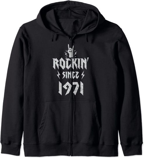 Hoodie com Fecho-éclair Unissexo Rockin Since 1971