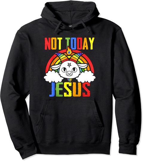 Discover Not Today Jesus Unicorn Goat Rainbow Pullover Hoodie