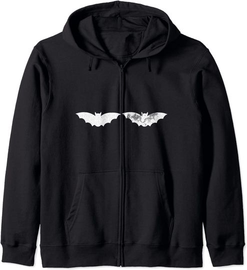 Hoodie com Fecho-éclair Unissexo com Estampa de Morcegos