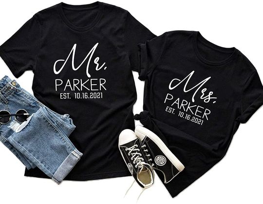 Discover Mr and Mrs Honeymoon Wedding T Shirt