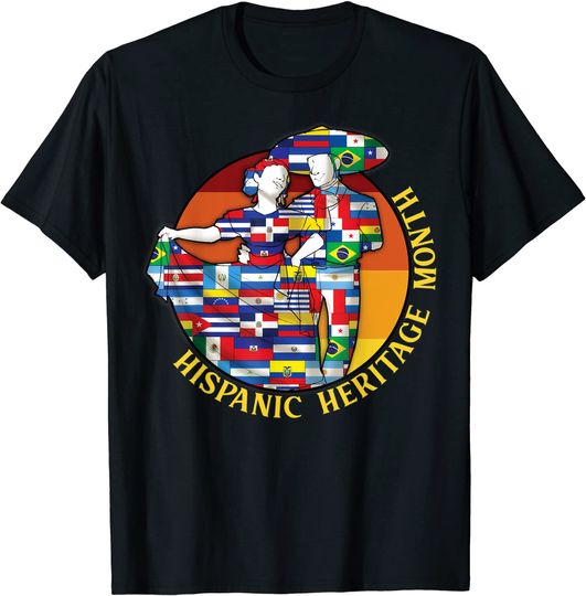 Discover Hispanic Heritage Month, Latin Dance, Latino World Flag T-Shirt
