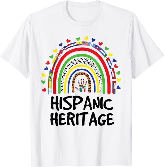 Discover National Hispanic Heritage month Rainbow All Countries Flags T-Shirt