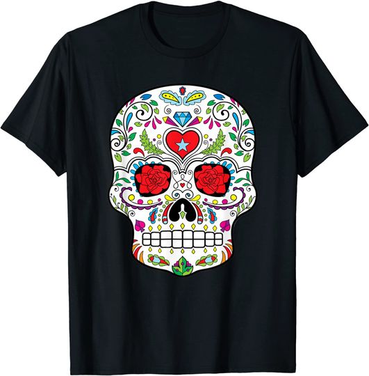 Discover Sugar Skull Day of the dead Dia de los Muertos halloween T-Shirt