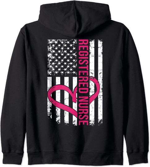 Discover Registered Nurse Flag Zip Hoodie