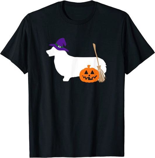 Discover Pembroke Welsh Corgi Halloween Dog Wearing Witch Hat T-Shirt