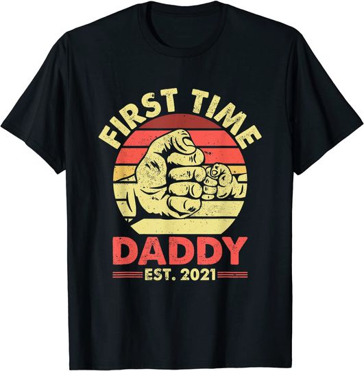 Discover First Time Daddy Est 2021 Fathers Day Pregnancy Announcement T-Shirt