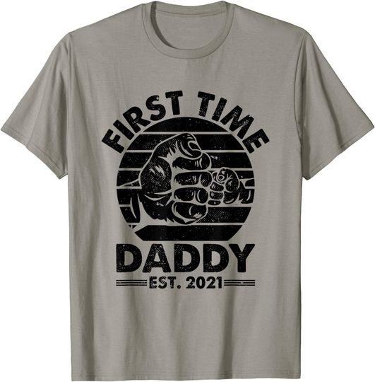 Discover First Time Daddy Est 2021 T-Shirt