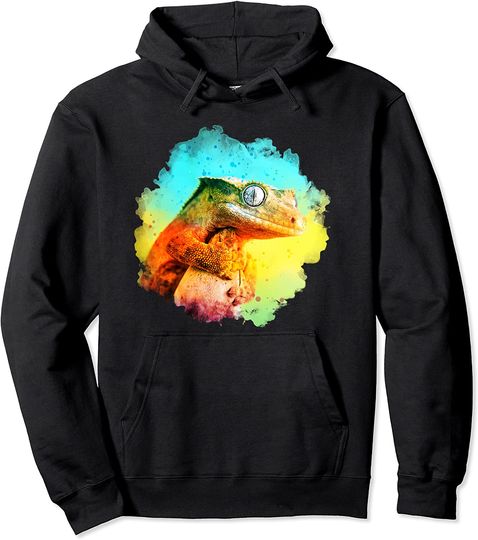 Discover Crested Gecko Watercolor Reptile Keeper Lizard Hoodie
