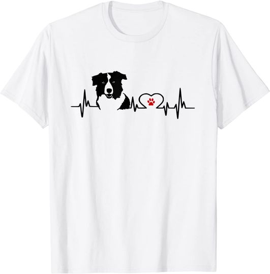 Discover Border Collie Heartbeat Heart Line T Shirt