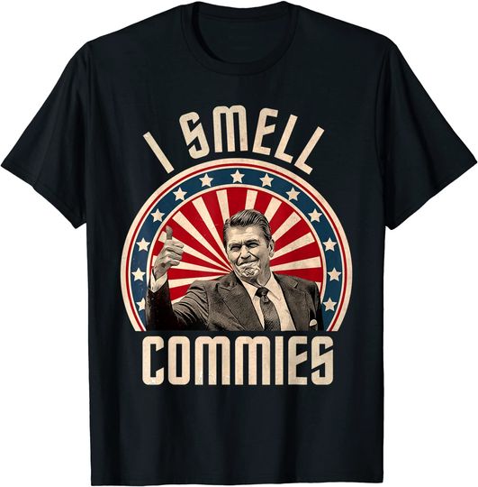 Discover Ronald Reagan I Smell Commies Funny Vintage Political Humor T-Shirt