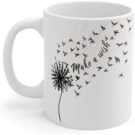 Caneca de Cerâmica Clássica Dente-de-leão Make A Wish